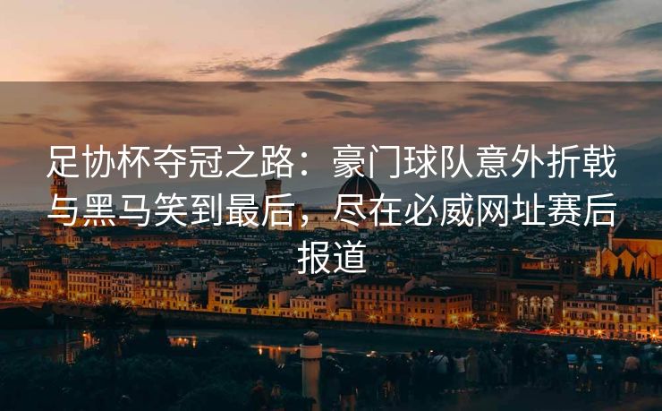 足协杯夺冠之路：豪门球队意外折戟与黑马笑到最后，尽在必威网址赛后报道  第2张