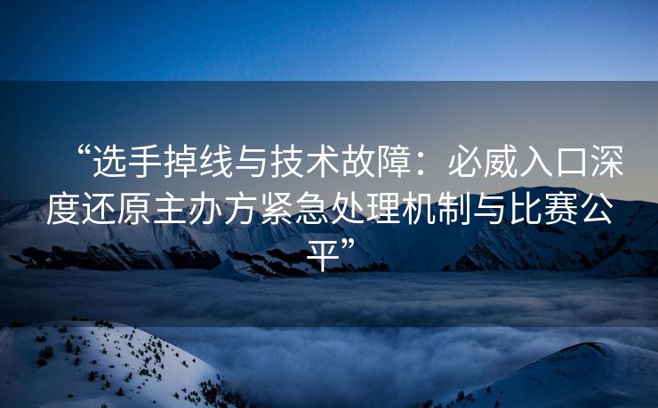 “选手掉线与技术故障：必威入口深度还原主办方紧急处理机制与比赛公平”  第2张
